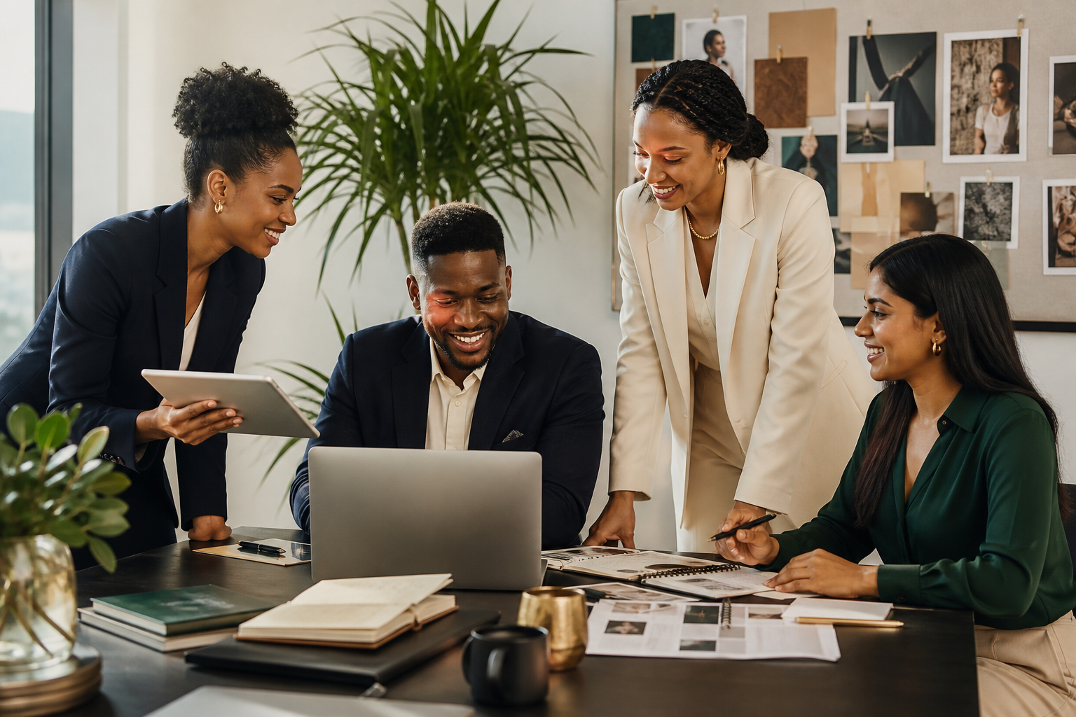 A diverse team of CNT professionals collaborating around a table