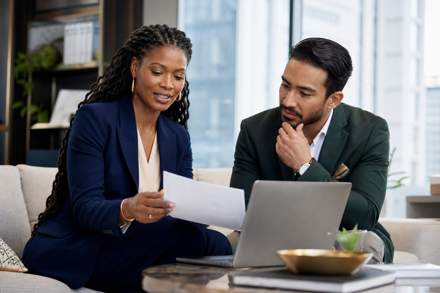 A CNT business consultant reviewing strategy with an entrepreneur