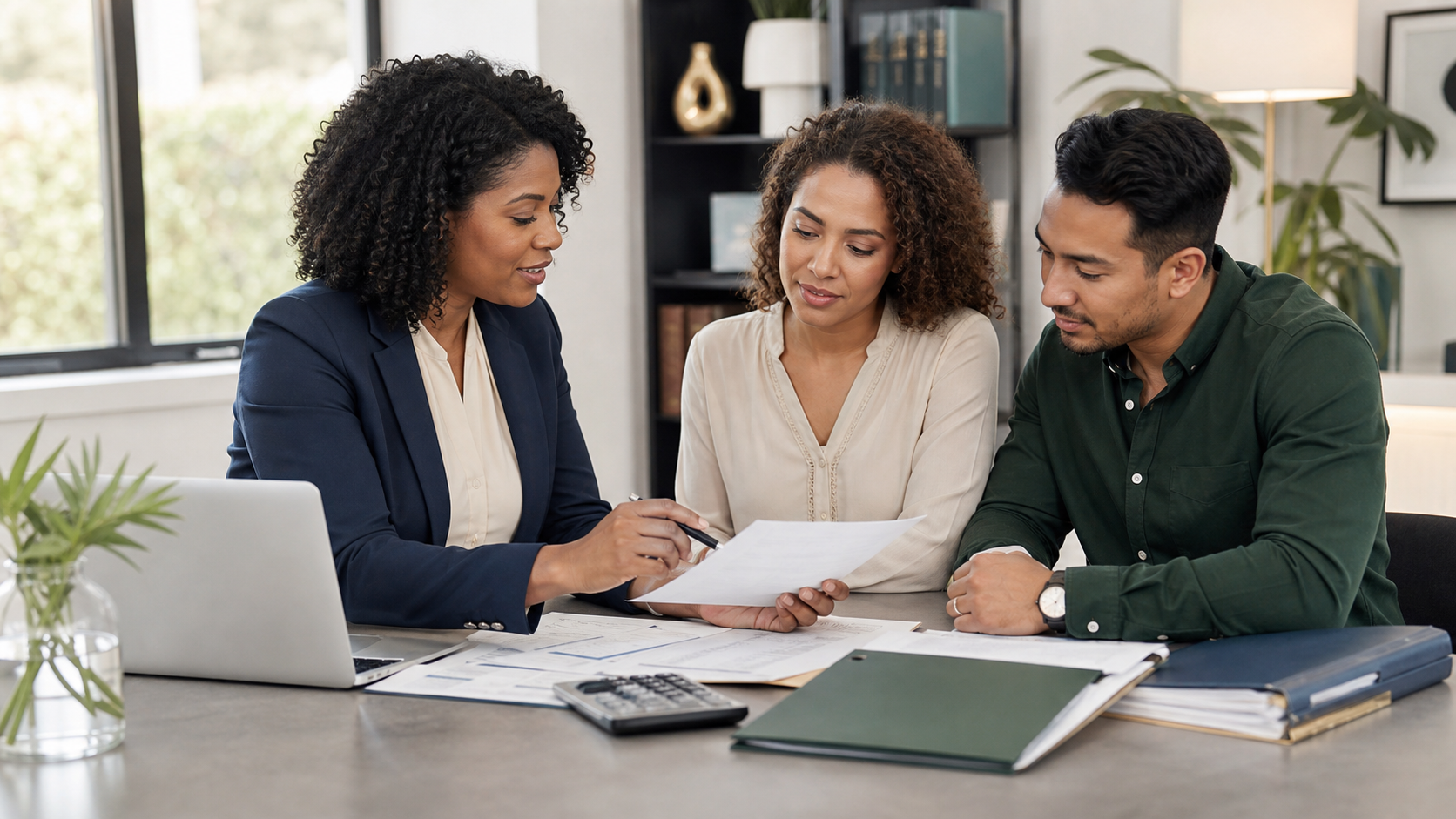 A CNT tax professional helping small business owners organize their documents